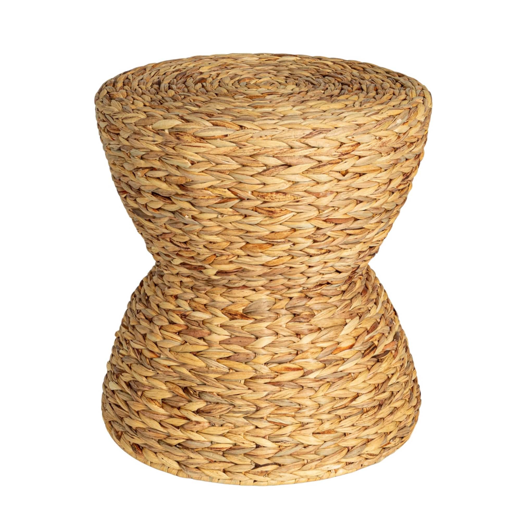 Household Essentials 18" Natural Water Hyacinth Hourglass Stool